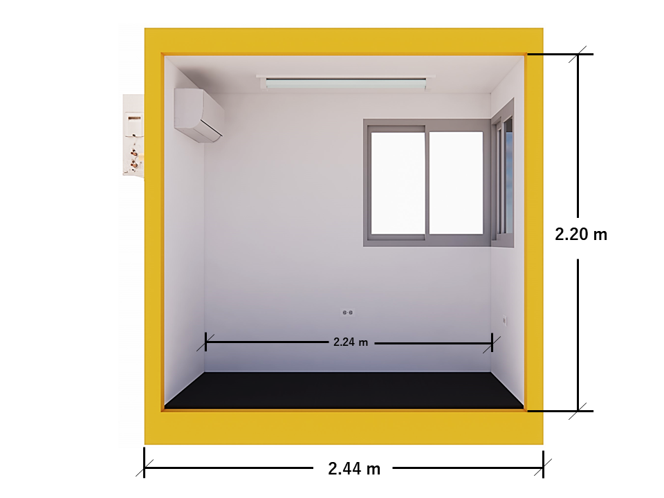 GARITA MODULAR 8′ X 5′ – VISTA FRONTAL INTERNA (ACOTADA)