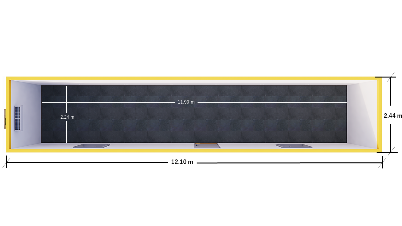 MODULAR 40′ – OFICNA SENCILLA – VISTA EN PLANTA (ACOTADA)