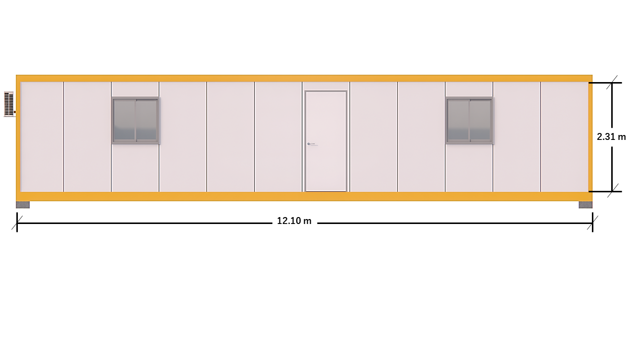 MODULAR 40′ – OFICNA SENCILLA – VISTA FRONTAL (ACOTADA)